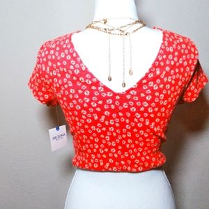 NWT Chic Floral Deep V Crop Top